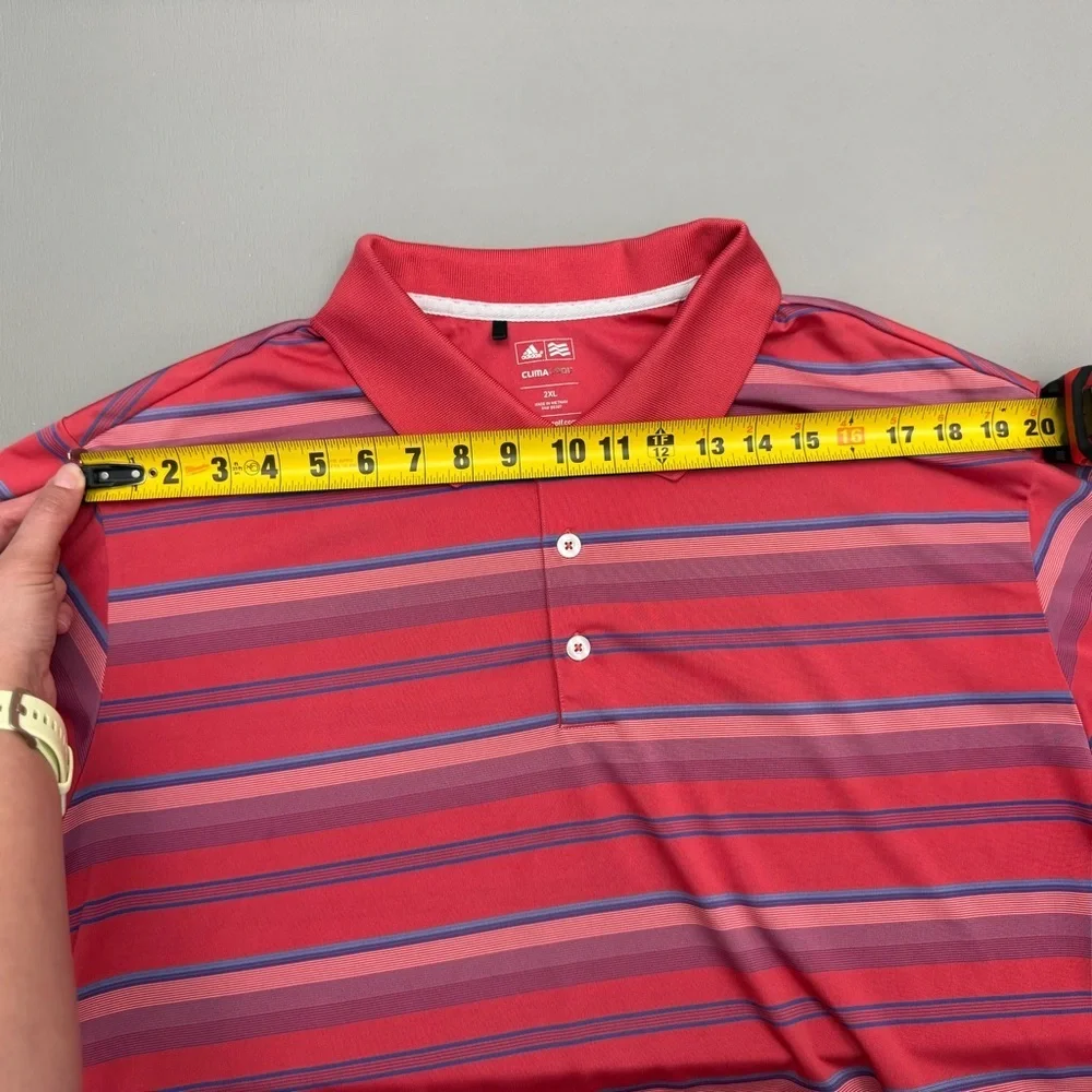 Adidas Golf ClimaCool Polo Shirt 2XL Red Striped Performance Mens